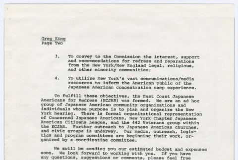 Carbon copy of page 2 of letter to Greg King from Sasha Hohri and Michi Kobi (ddr-densho-352-511)