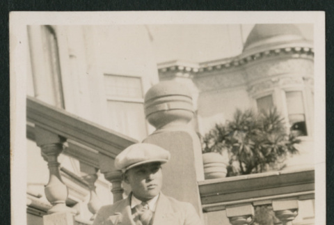 young boy by stair case (ddr-densho-378-355)