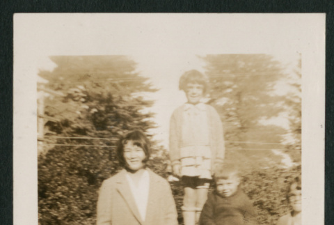 woman and 3 kids outside (ddr-densho-378-369)