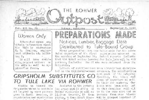 Rohwer Outpost Vol. III No. 20 (September 8, 1943) (ddr-densho-143-97)