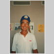 Veteran wearing commemorative baseball cap (ddr-densho-368-395)