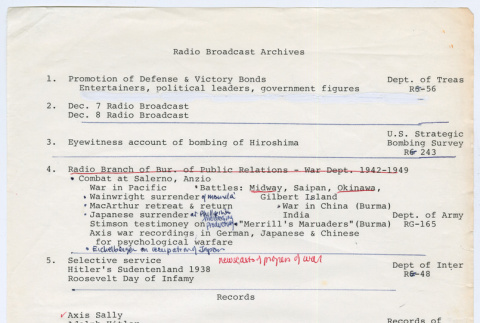 Radio Broadcast Archives notes (ddr-densho-1007-887)