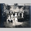 Group portrait of wedding party for Haruo Hashiguchi and Takako Nogaki (ddr-densho-474-186)