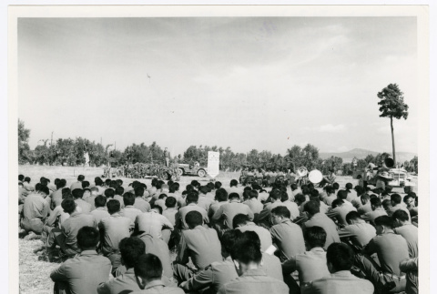Members of the 442nd gathered at memorial service (ddr-densho-1007-150)