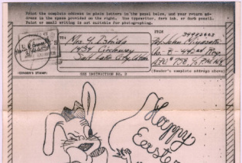 V-mail from John Miyasaki to Mrs. Y Ishida (ddr-densho-535-401)