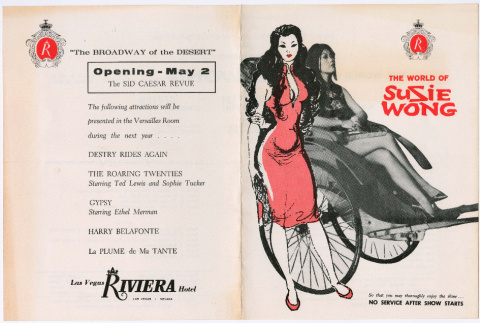 Program from production of The World of Suzie Wong at the Riviera in Las Vegas (ddr-densho-367-257)