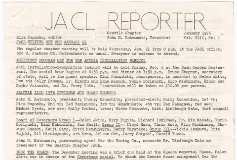 Seattle Chapter, JACL Reporter, Vol. XIII, No. 1, January 1976 (ddr-sjacl-1-186)