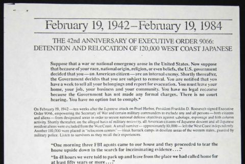 United Lutheran Church Statement on  the 42nd Anniversary of EO 9066 (ddr-chijacl-1-97)