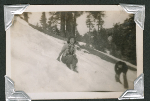 Ayako Kamiya in snow (ddr-densho-550-153)