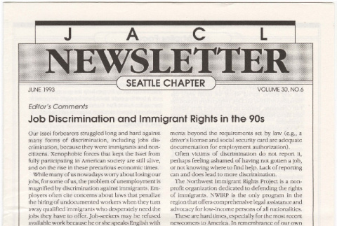 Seattle Chapter, JACL Reporter, Vol. 30, No. 6, June 1993 (ddr-sjacl-1-412)