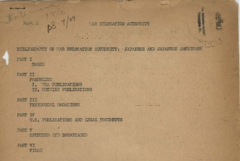 War Relocation Authority bibliography (ddr-densho-35-415)