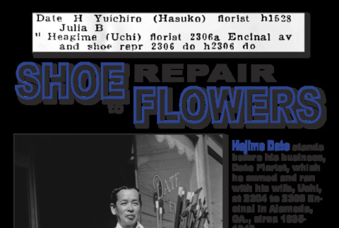 Photos and text titled:  From Shoe Repair to Flowers (ddr-ajah-6-384)