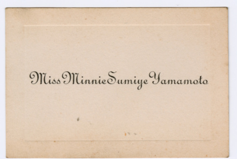 Minnie Sumiye Yamamoto's graduation name card (ddr-densho-550-119)