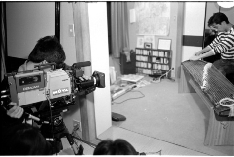 BTS shot of filming Brian Yamakoshi playing koto (ddr-densho-1007-1326)