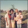 Agnes Sakura with three people and a cat (ddr-densho-523-456)