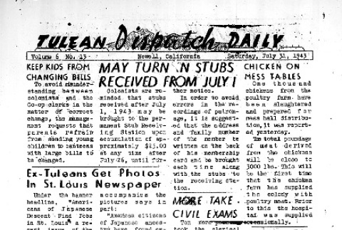 Tulean Dispatch Vol. 6 No. 13 (July 31, 1943) (ddr-densho-65-392)