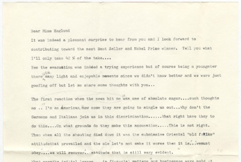 Letter to Frances Haglund from Roy Suzuki (ddr-densho-275-66)