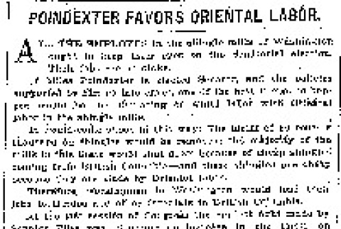 Poindexter Favors Oriental Labor. (September 10, 1910) (ddr-densho-56-181)