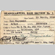 ID for Headquarters, Base Section No. 3 for Ben Mayewaki (ddr-densho-563-15)