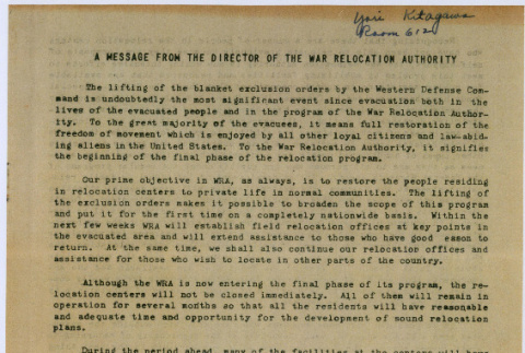 A Message from the Director of the War Relocation Authority (ddr-densho-539-36)