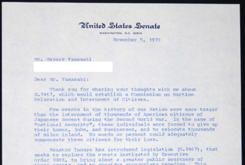 Letter to Masaru Yamasaki from John Glenn (ddr-chijacl-1-387)