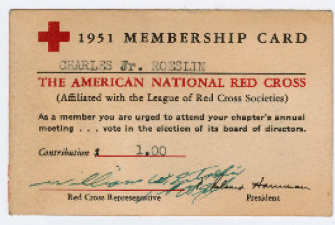 Red Cross membership card for Charles Roeslin Jr. (ddr-densho-550-81)