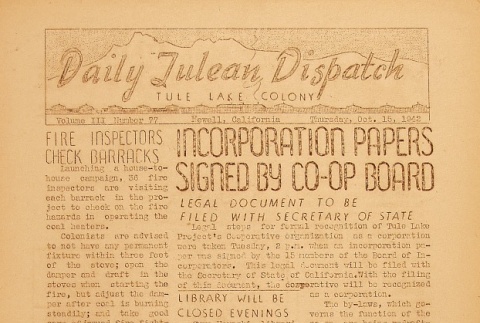 Tulean Dispatch Vol. III No. 77 (October 15, 1942) (ddr-densho-65-75)