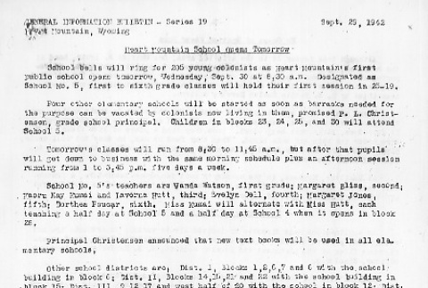 Heart Mountain General Information Bulletin Series 19 (September 29, 1942) (ddr-densho-97-89)