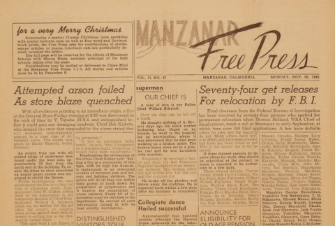 Manzanar Free Press Vol. II No. 57 (November 30, 1942) (ddr-densho-125-15)