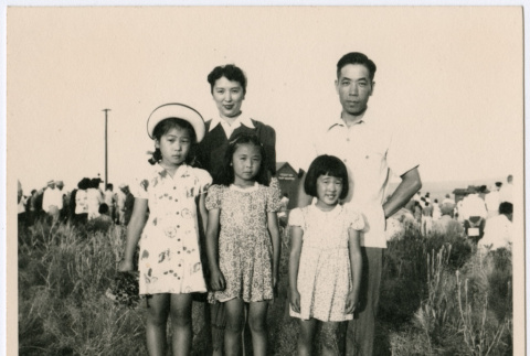 Japanese American man, woman, and three girls group photo (ddr-densho-362-46)