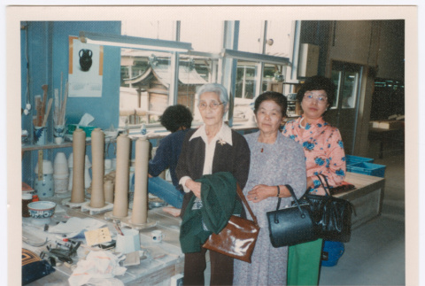 Mitsuye Yabe and Friends in Pottery Studio (ddr-ohs-1-225)