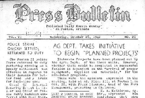 Poston Press Bulletin Vol. VI No. 20 (October 28, 1942) (ddr-densho-145-145)