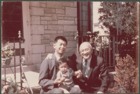 Jon David and Chester Sakura with baby (ddr-densho-523-410)