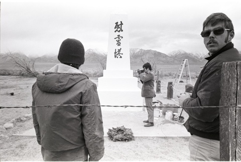 Filming at the Manzanar Cemetery Monument (ddr-manz-3-16)