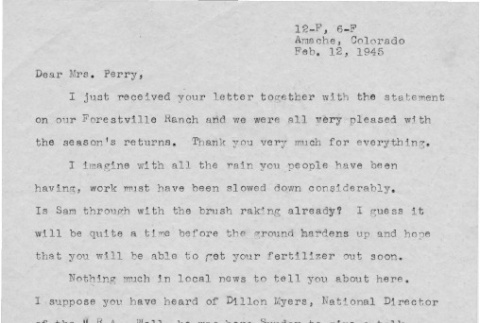 Letter from Kazuo Ito to Lea Perry, February 12, 1945 (ddr-csujad-56-105)