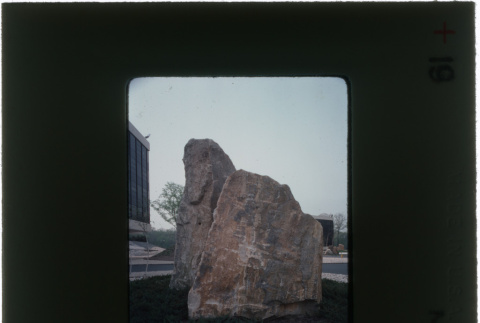 Rock sculpture at the Schulman project (ddr-densho-377-943)