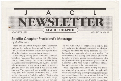 Seattle Chapter, JACL Reporter, Vol. 28, No. 11, November 1991 (ddr-sjacl-1-398)