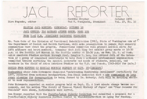 Seattle Chapter, JACL Reporter, Vol. XV, No. 10, October 1978 (ddr-sjacl-1-217)