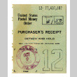 United States postal money order purchaser's receipt (ddr-csujad-5-269)