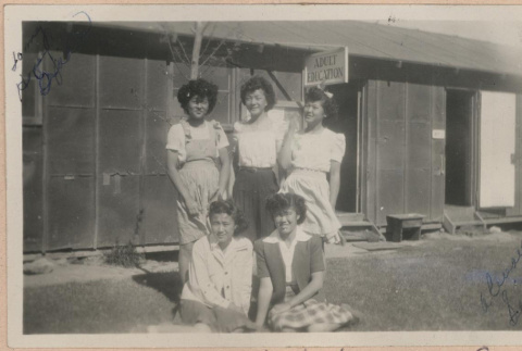 Group of women in front of the adult education barracks (ddr-manz-10-19)