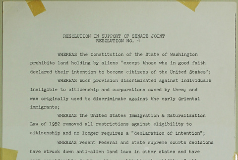 Resolution in Support of Senate Joint Resolution No. 4 (ddr-densho-277-199)