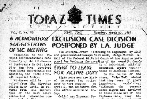 Topaz Times Vol. X No. 23 (March 20, 1945) (ddr-densho-142-391)