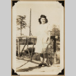 Yuriko on a bridge (ddr-densho-542-579)