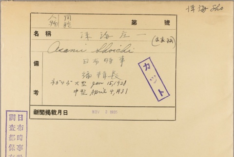 Envelope of Shoichi Asami photographs (ddr-njpa-5-257)