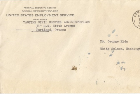 Letter to George Kida from Major E.A. Steuding (ddr-one-3-16)