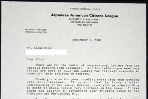 Letter to Allan Hida from Bill Yoshino (ddr-chijacl-1-709)