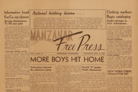 Manzanar Free Press Vol. II No. 50 (November 14, 1942) (ddr-densho-125-9)