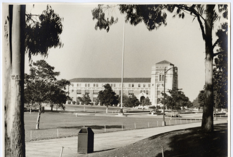 View of a building surrounded by lawns (ddr-densho-542-859)