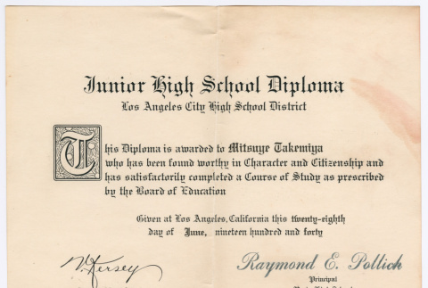 Junior High School Diploma (ddr-densho-550-42)
