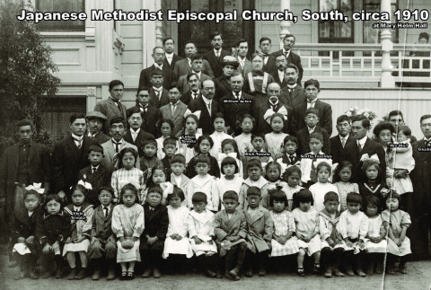 Group photo of children and adults outside Church (ddr-ajah-4-20)